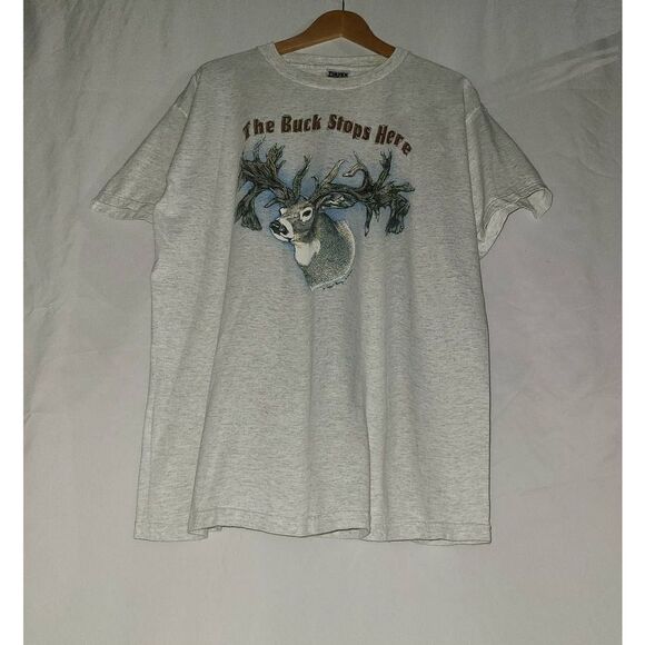 Tultex The Buck Stops Here Short Sleeve Crew Neck T-Shirt Size XL - Picture 2 of 8